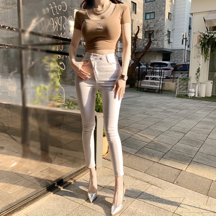 Cocory vn Áo Croptop Tay Ngắn Màu Trơn Thêu Họa Tiết Quyến Rũ Thời Trang Mùa Hè Cho Nữ