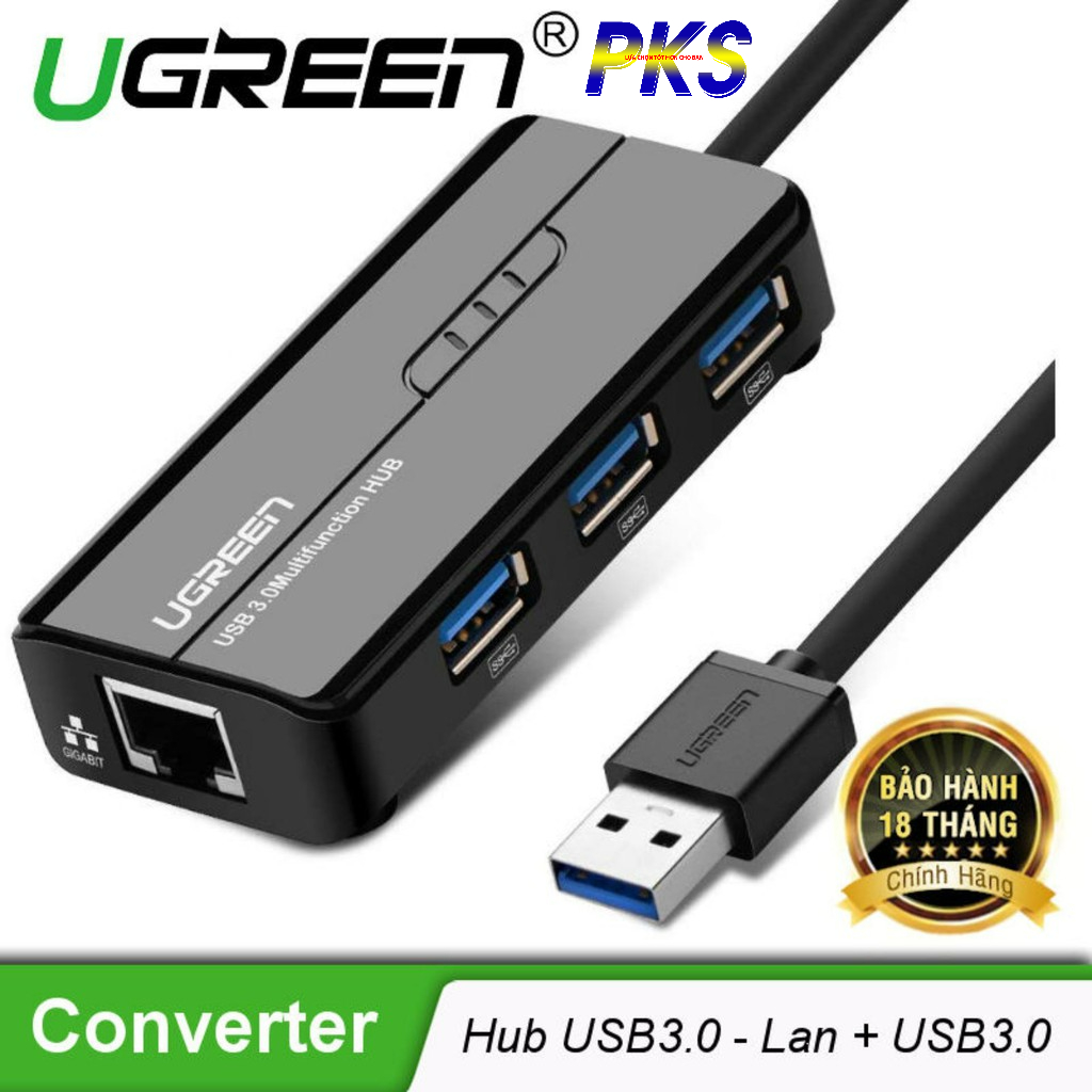 Cáp USB 3.0 to LAN + 3 Cổng USB 3.0 chính hãng Ugreen 20265 - Ugreen 20265
