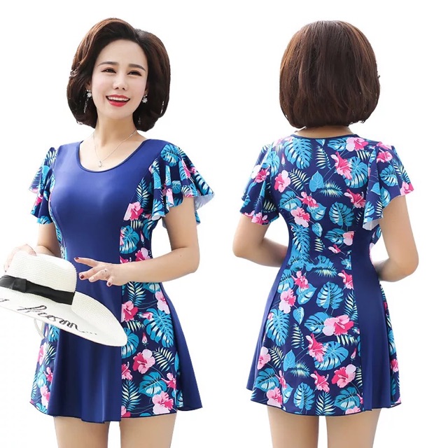 Đồ bơi cho người trung niên váy xanh | BigBuy360 - bigbuy360.vn