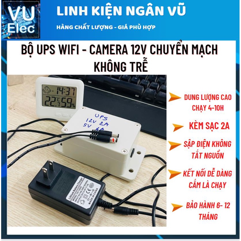 Bộ lưu điện 8000mAh loại 2 đầu ra 12V - 5V Wifi - Camera - UPS 12V 3Ah 5V9Ah kèm Nguồn bảo hành 3 tháng