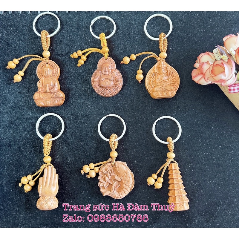 Móc Khoá Gỗ Khắc hình Phật Giáo mang lại May mắn, Bình an 🍀🍀🍀