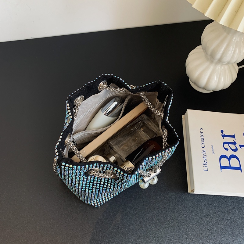 Túi Đeo Chéo Xếp Ly Đính Đá Lấp Lánh Thời Trang Cho Nữ
