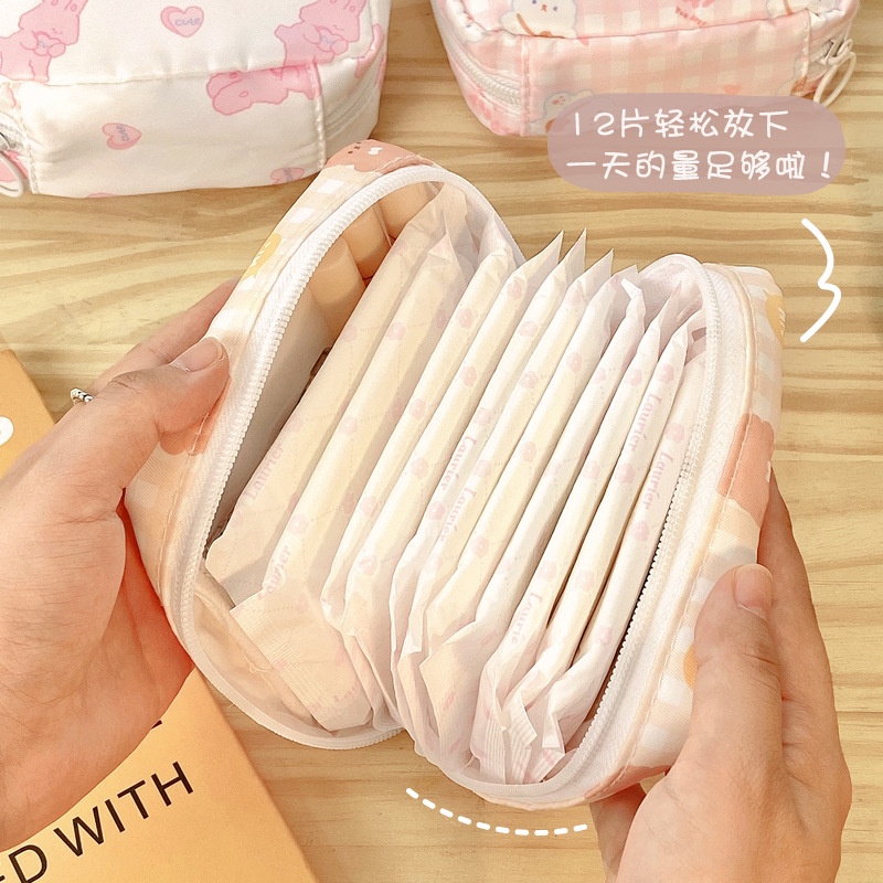 Túi đựng băng vệ sinh/mỹ phẩm phong cách Hàn Quốc xinh xắn nhỏ gọn chống thấm nước E1022