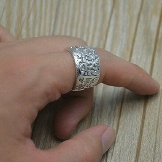 Nhẫn bạc khắc chú Om Mani Padme Hum