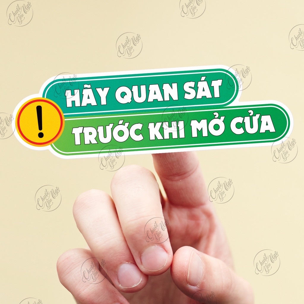 Combo 3 cặp (6 miếng) dán chú ý quan sát trước khi đóng mở cửa  dán cửa kính, cửa ô tô tem chống thấm nước NT 69