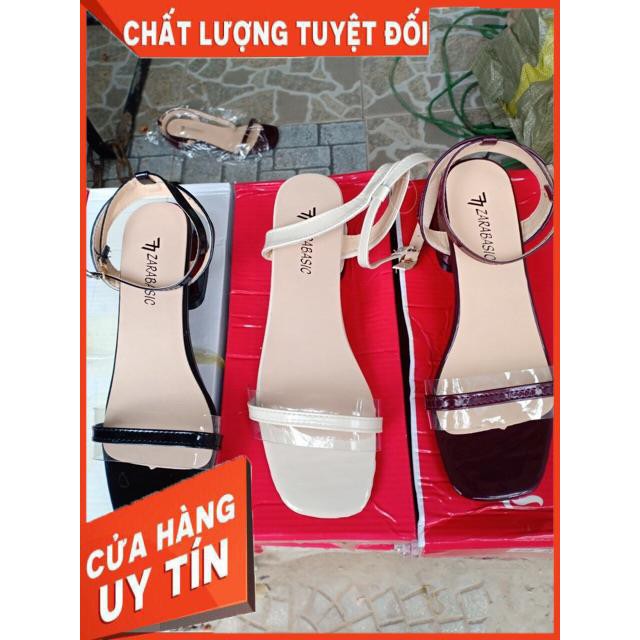 Sandal quai mảnh gót 3 cm ảnh thật