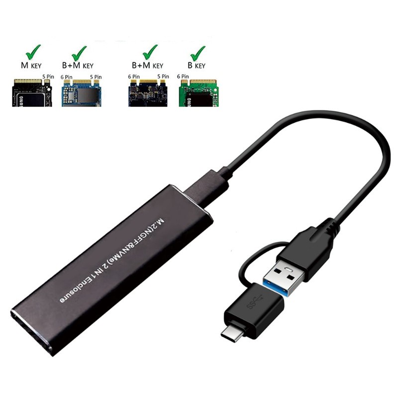 Utake M.2  SSD Enclosure Tool-Free Portable USB 3.1 10Gbps High Speed Type-C  Adapter