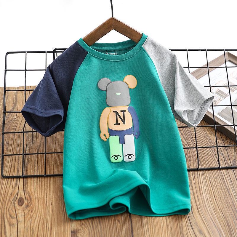 Áo Thun In Hoạt Hình Gấu Thời Trang Hè Cá Tính Dành Cho Bé Trai