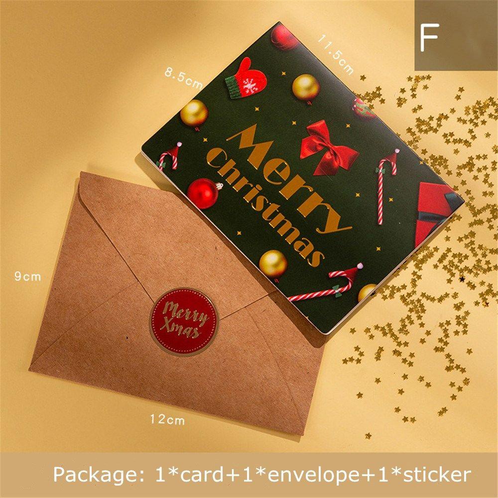 1 Set Thiệp Chúc Mừng Giáng Sinh Kèm Nhãn Dán Màu Đồng