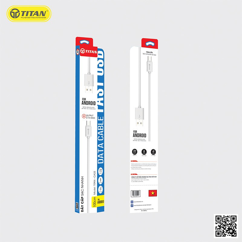 Cáp 1m 2.1A Chân Micro TITAN - CA33