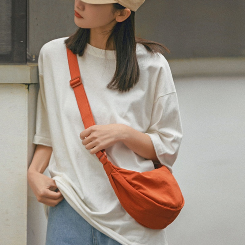 Túi Đeo Chéo Nylon Màu Trơn Phong Cách Boho Thời Trang Cho Nữ