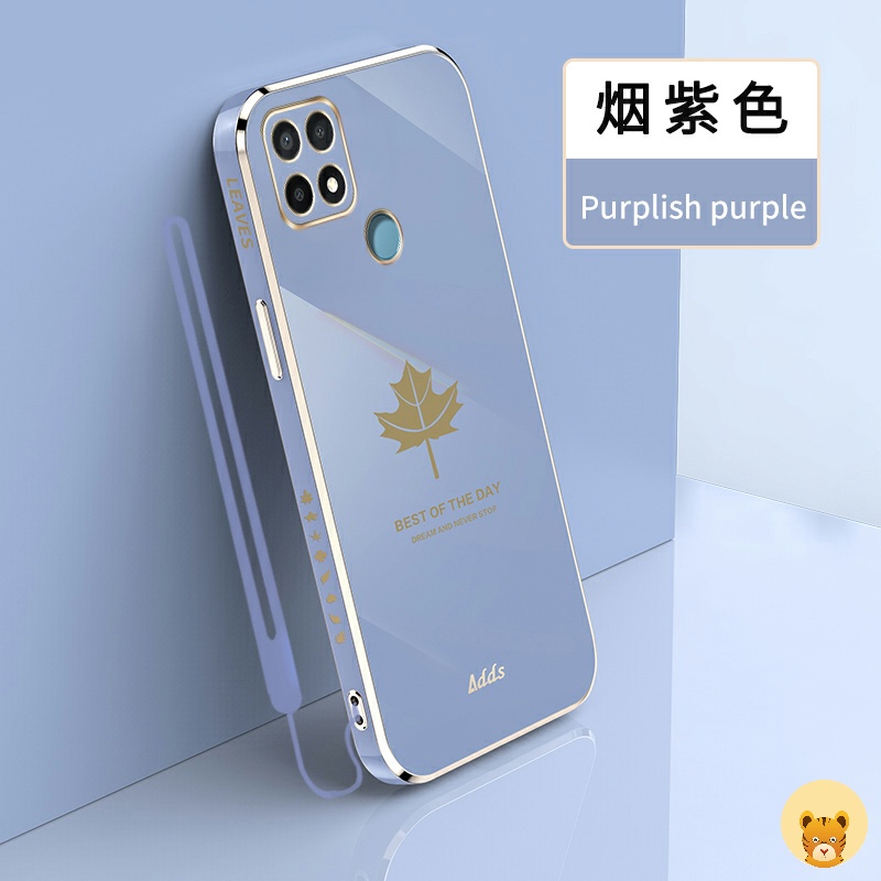 Ốp Điện Thoại Viền Thẳng Mềm Mịn Kèm Dây Đeo Cho Oppo A15 A15S