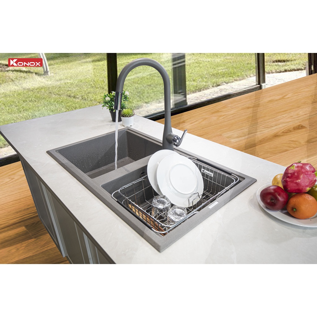 Chậu rửa bát đá KONOX Granite Series - Phoenix SMART 860 Grey - Made in Italy