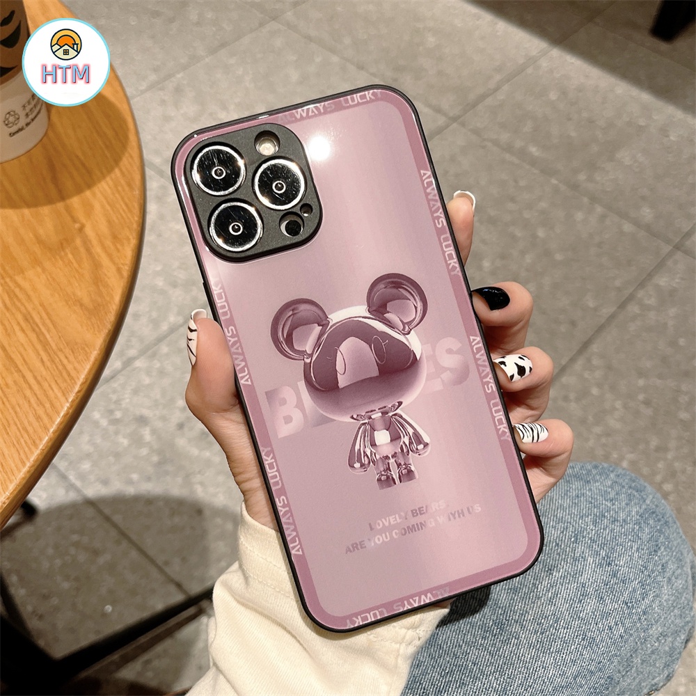 Ốp Điện Thoại Mặt Kính Hình Vuông Họa Tiết Hoạt Hình Cho iPhone 13 12 11 Pro Max XS Max XR X 7 Plus 8 8Plus