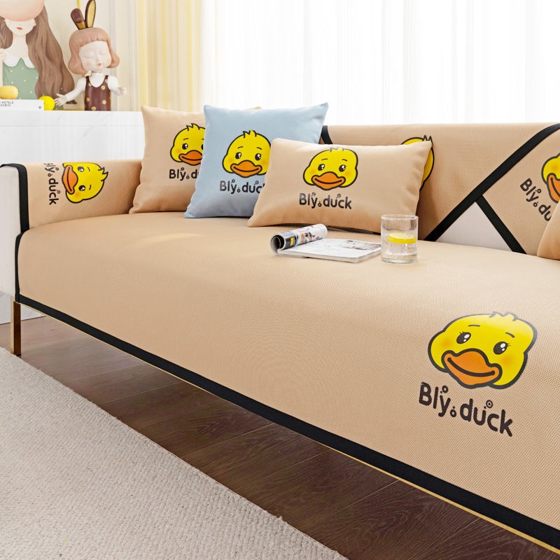 Vỏ Bọc Đệm Ghế Sofa Mùa Hè Bằng Lụa Lạnh Thoáng Khí Không Trượt Họa Tiết Hoạt Hình Đơn Giản Hiện Đại