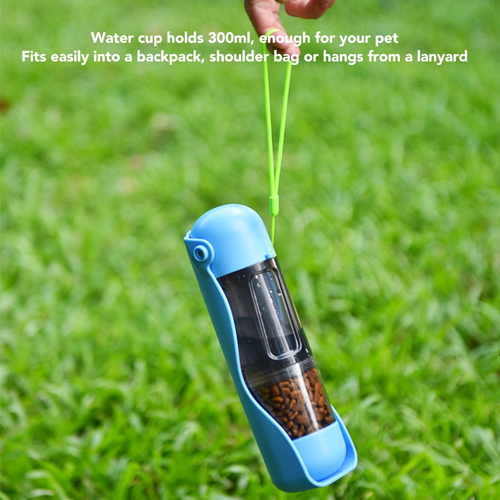 Oxygen072 Bình nước di động cho thú cưng – Dụng cụ uống nước cầm tay du lịch tiện dụng cho chó mèo - Đa chức năng có dây buộc 300ml