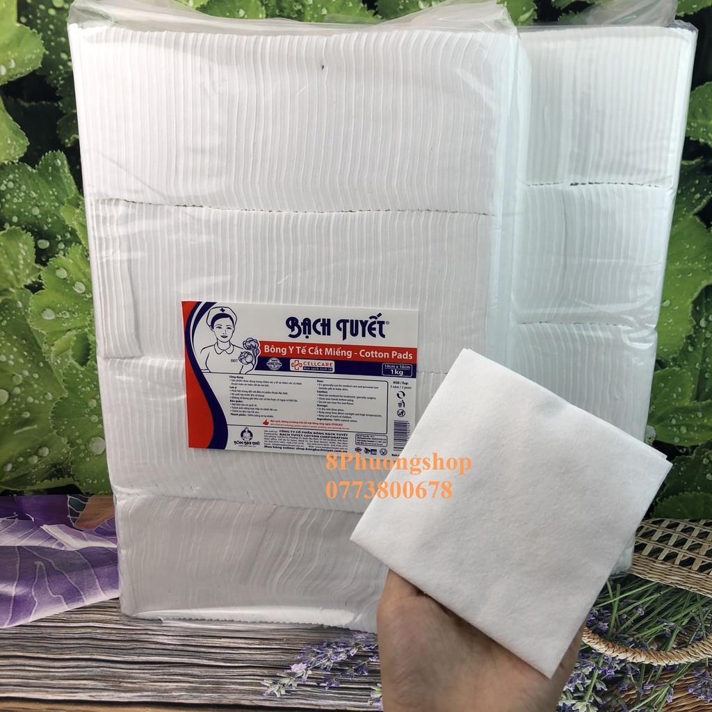 Bông Bạch Tuyết Cắt Miếng Sẵn 1kg Vệ Sinh cho bé 7x7, 10 x 10