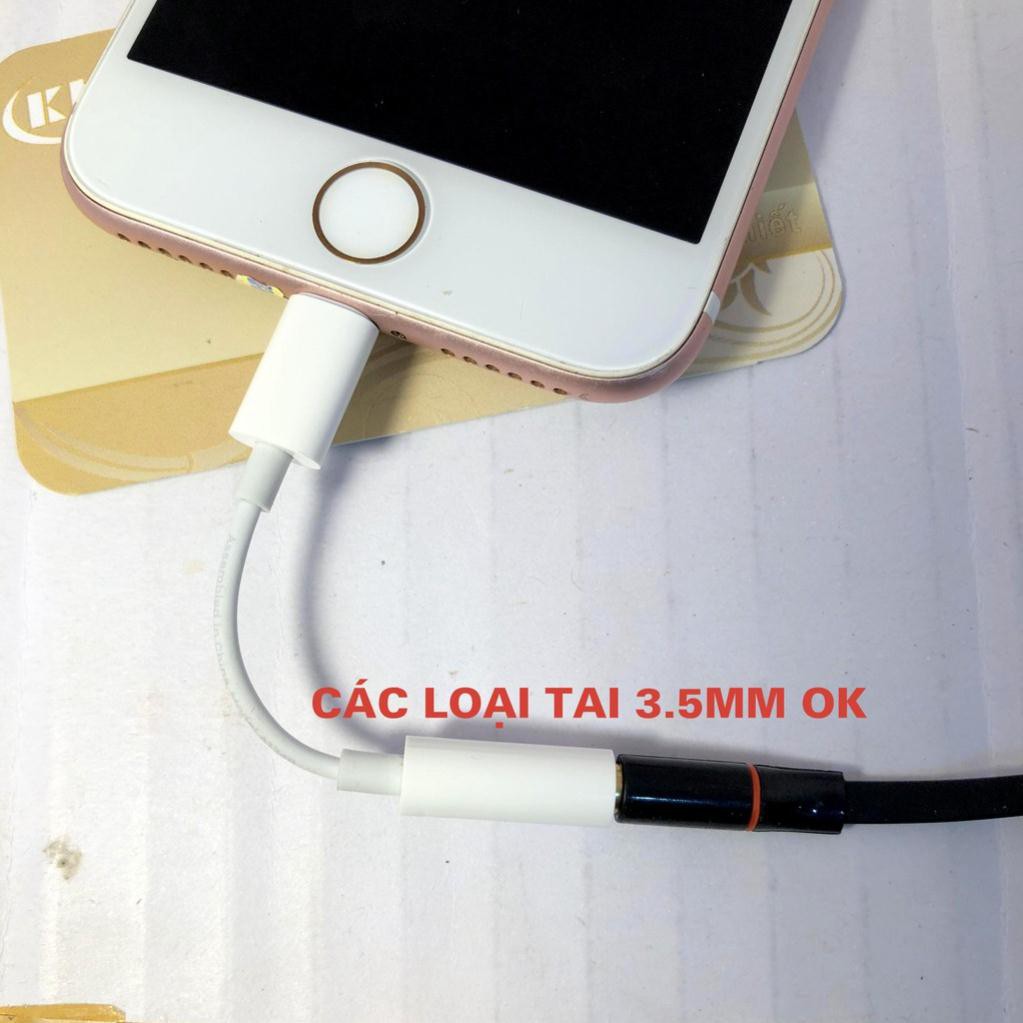 Cáp chuyển tai nghe iphone Lighning ra chân tròn 3.5 mm, Jack adapter hỗ trợ mic nghe gọi cho Ip 5 6 7 8 x 11 12 KLH