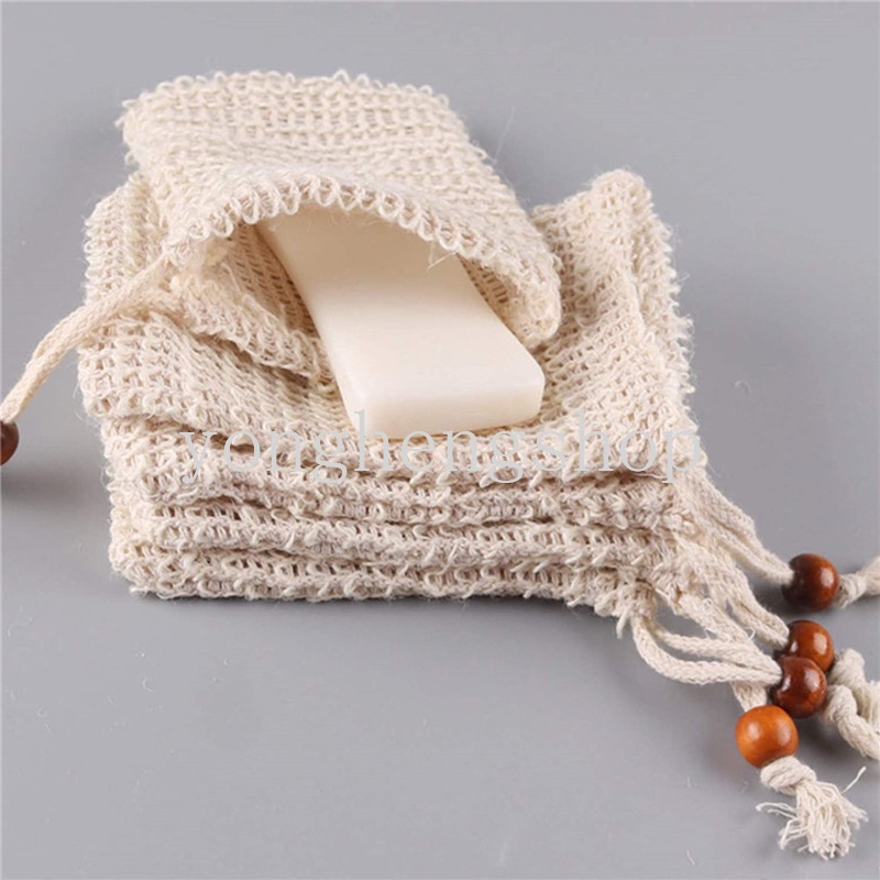 Túi Lưới Dây Rút Đựng Xà Phòng Bằng Vải Lanh Cotton Handmade
