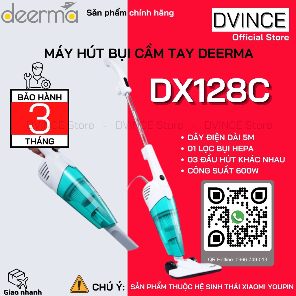 Máy Hút Bụi Mini Cầm Tay DEERMA DX128C - Xanh Mint | DVINCE Store