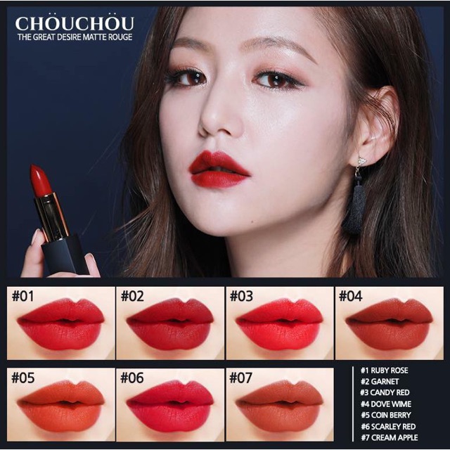 ( CHÍNH HÃNG ) ❤️HOT❤️ Son Thỏi Chou Chou Bản Vuông Hàn Quốc The Great Desire Matte Rouge | BigBuy360 - bigbuy360.vn