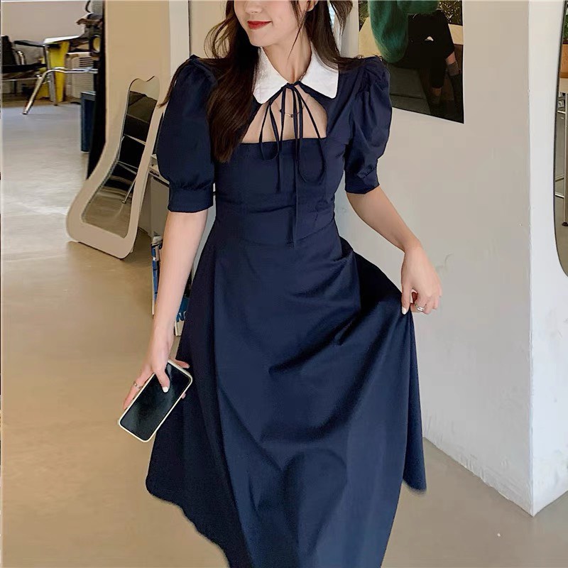 Váy phối cổ cut out bèo vai,vintage đẹp dã man luôn nha chị em-Minxy shop