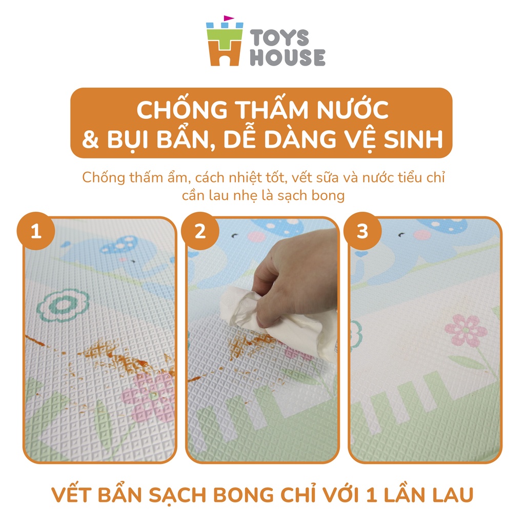 Thảm chơi trẻ em Silicone chống thấm, trơn trượt, hạn chế va đập 140*200cm Toyshouse tiêu chuẩn Châu Âu EU71