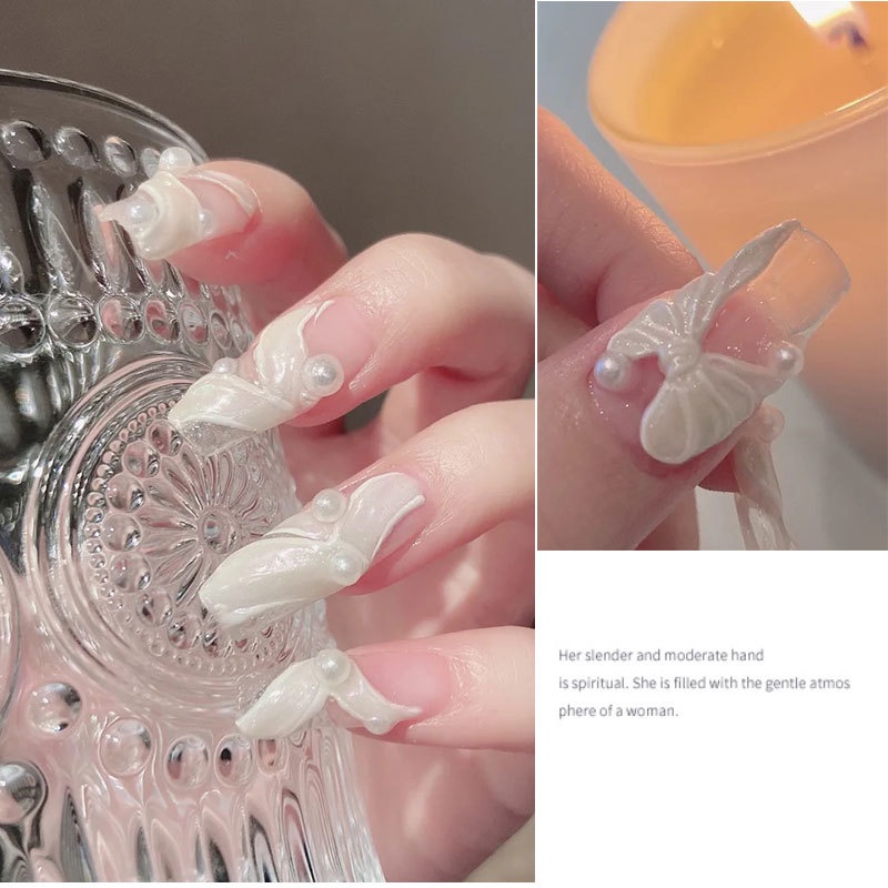 Ngọc trai lấp lánh đính móng tay nghệ thuật, phụ kiện nail salon