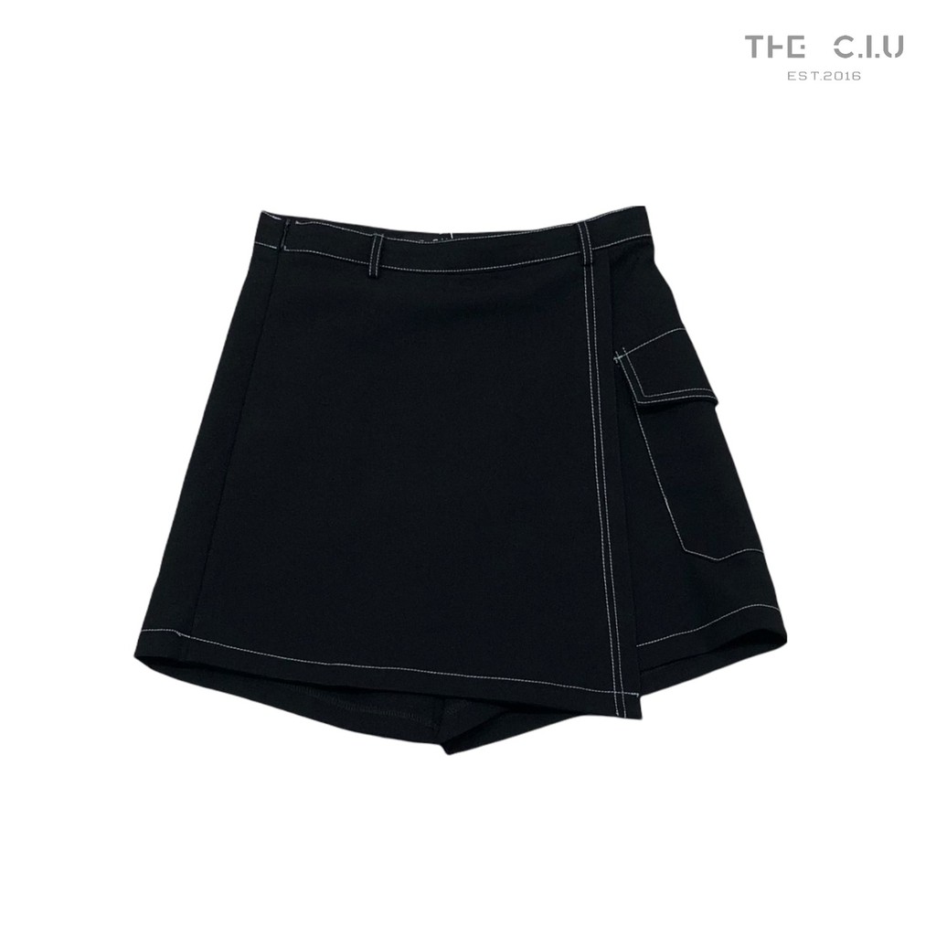 Chân váy vạt chéo chỉ nổi THE CIU - Pure Short