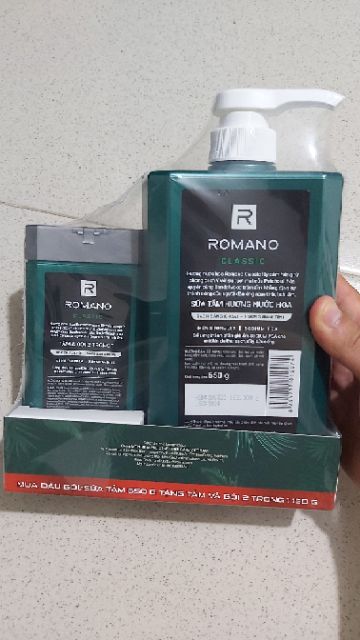 ROMANO_ SỮA TẮM ROMANO CLASSIC  650G KÈM CHAI TẮM GỘI 150G.