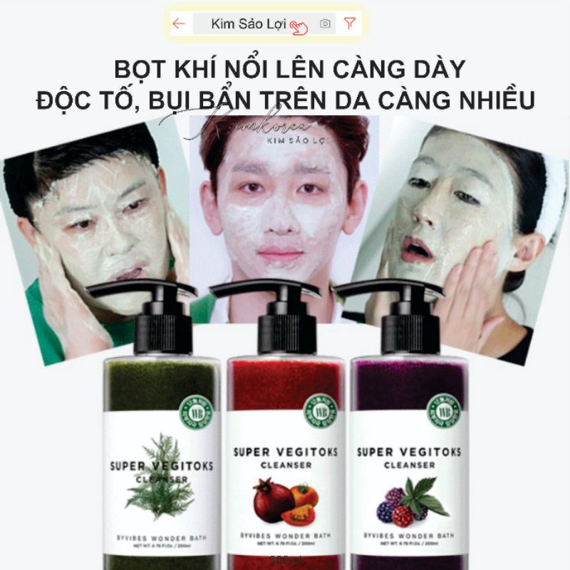 Sữa rửa mặt rau củ thải độc làm sạch sâu tẩy tế bào chết làm sáng da chống lão hóa Super Vegitoks cleanser