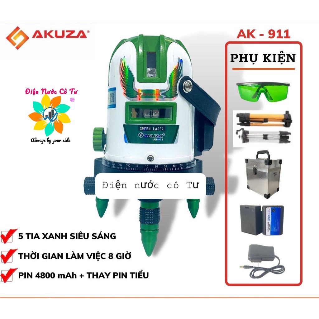 Máy cân bằng laser 5 tia xanh AKUZA A32X