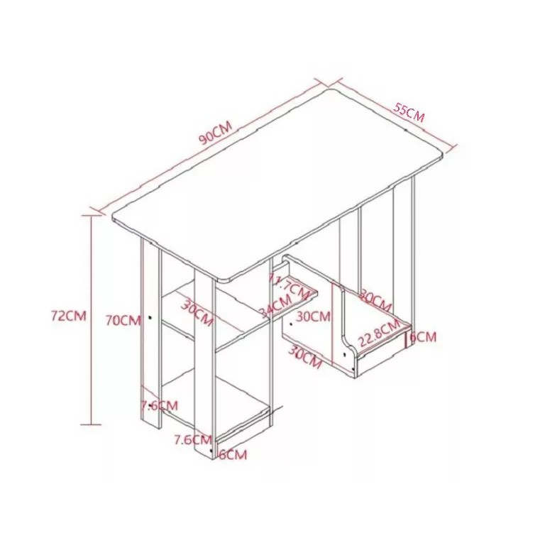 Bàn học, bàn làm việc gỗ thiết kế phù hợp không gian nhỏ có kệ đựng tài liệu (BH-49)