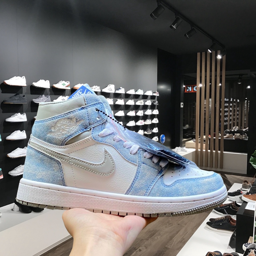 Giày jordan cổ cao màu xanh loang, giày JD sneaker hyper bản đẹp full box bill đủ size nam nữ