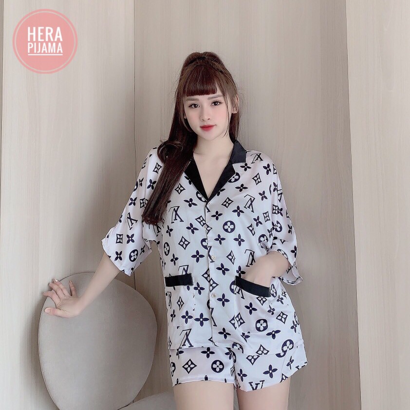 Đồ Ngủ Dễ Thương Lụa Cao Cấp In Họa Tiết Áo Quần Ngắn Freesize - Hera Pijama