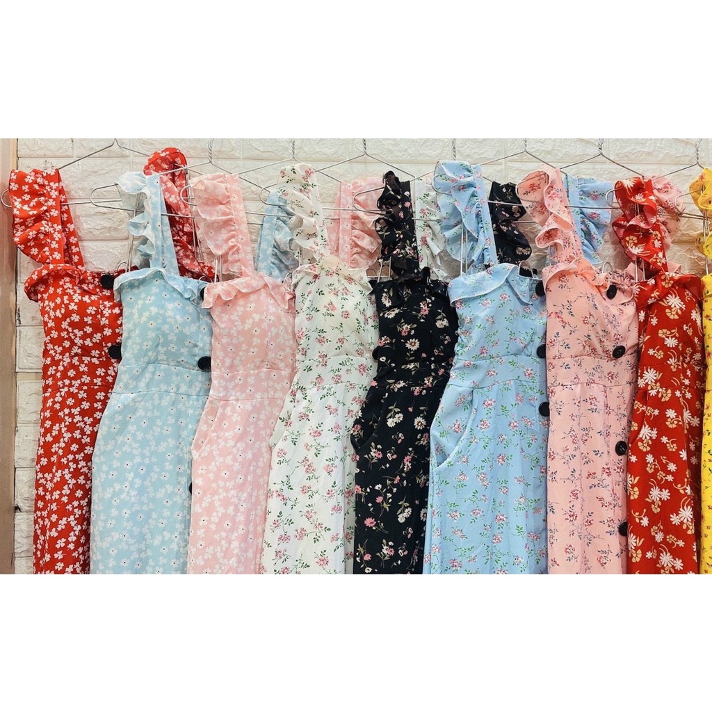 Đầm maxi cánh tiên hoa nhí phối nút bèo ngực hình thật siêu xinh