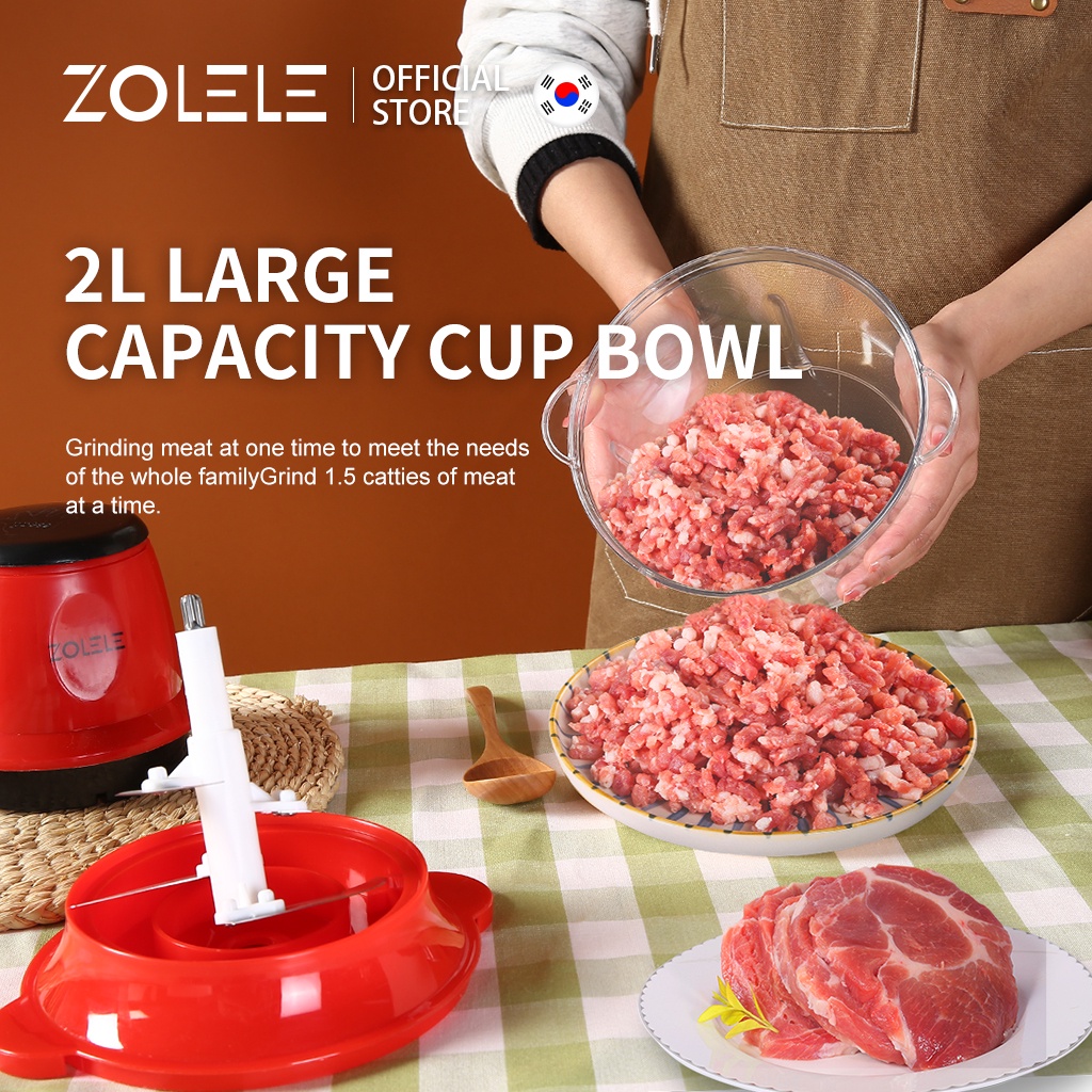 [Mã ELHADEV giảm 4% đơn 300K] Máy xay thịt ZOLELE ZD002 Bộ xử lý thực phẩm nhà bếp 2L