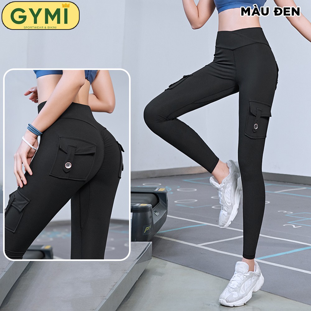 Quần tập gym yoga nữ chun mông túi hộp Mitao Girl x GYMI QD30 dáng legging chất thun poly mền mịn cạp chéo nâng mông