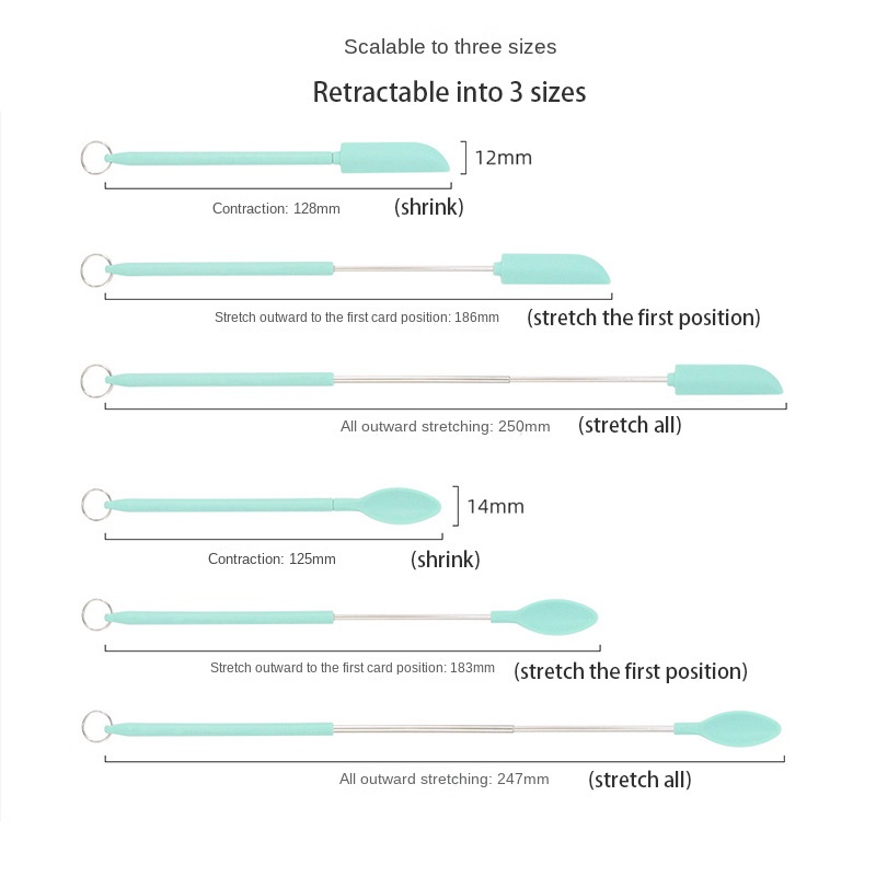Muỗng Silicone Mini Kéo Dài Thu Gọn Được Tiện Lợi Dành Cho Nhà Bếp