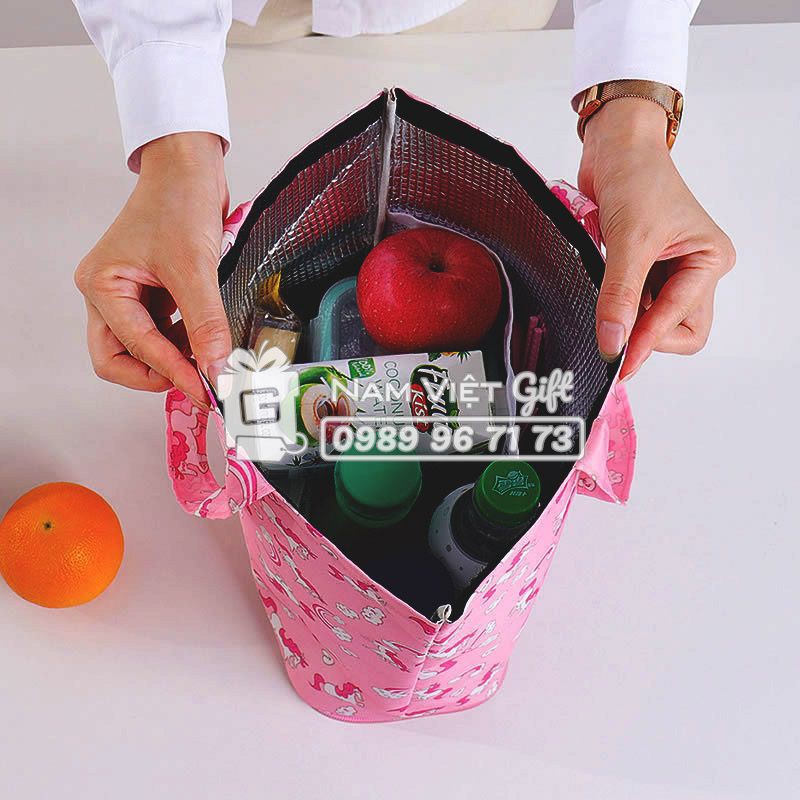 Túi Hộp Cơm Gấp Gọn Cỡ Đại Cách Nhiệt Nhiều Hoa Văn