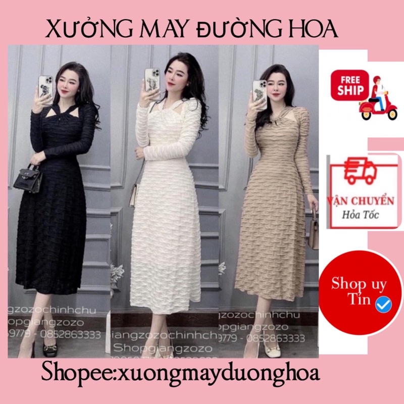 Váy xốp cổ chéo chanh sả dự tiệc đám cưới  hang 2 lop siêu đẹp