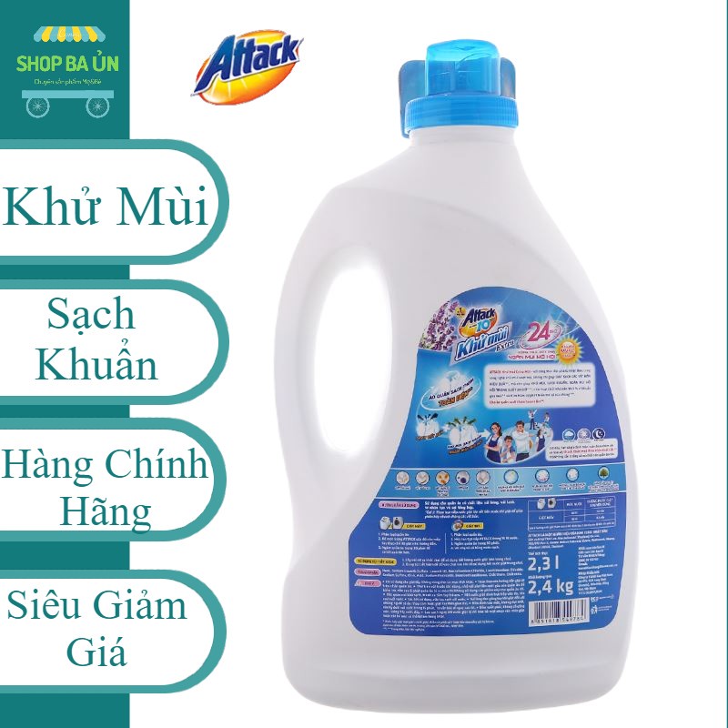 NƯỚC GIẶT ATTACK KHỬ MÙI HƯƠNG HOA CHAI 2,4KG