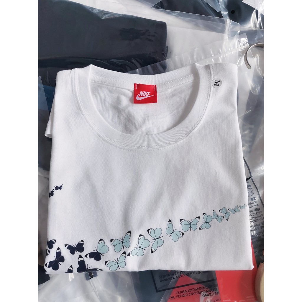 họa tiết cánh bướm - áo thun đôi nam nữ chất cotton cao cấp