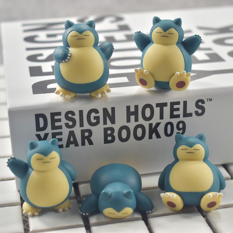 Set 5 Mô Hình Nhân Vật Snorlax Pokemon 3cm Bằng PVC Dễ Thương Cho Bé
