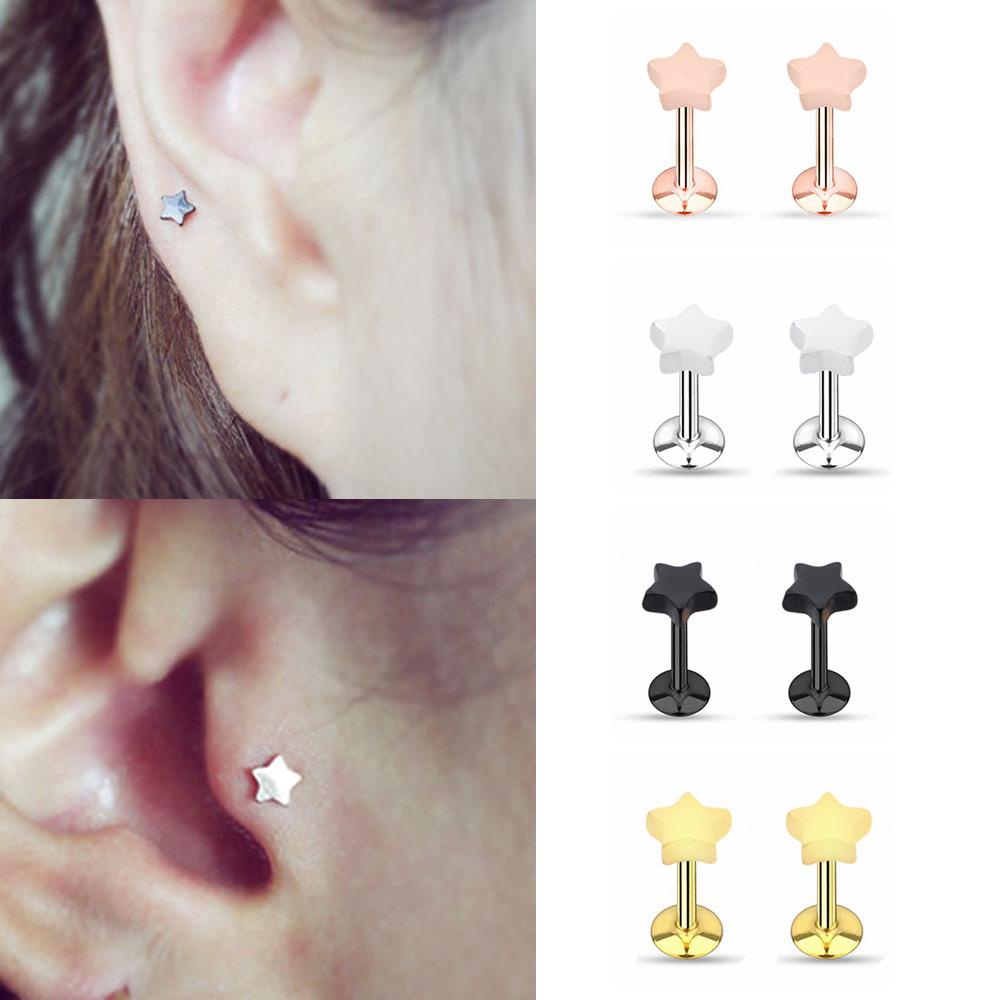 Set 2 Khuyên Tai / Môi / Sụn Tai Bằng Thép Phẫu Thuật Cho Nữ
