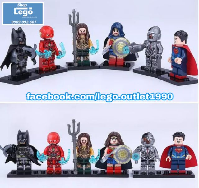 Xếp hình Jutice League Bathero - Flash - Aquaman - Wonder Woman - Cyborg - Superman Lego Minifigures Decool 0282 0287