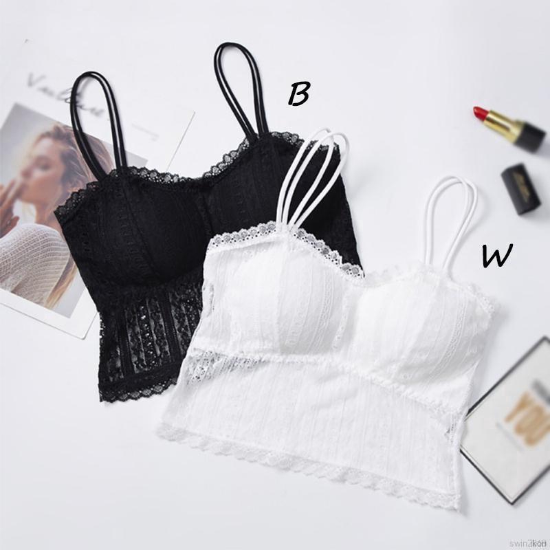 Áo Tank Top Phối Ren Hoa Thiết Kế Màu Trơn Thanh Lịch