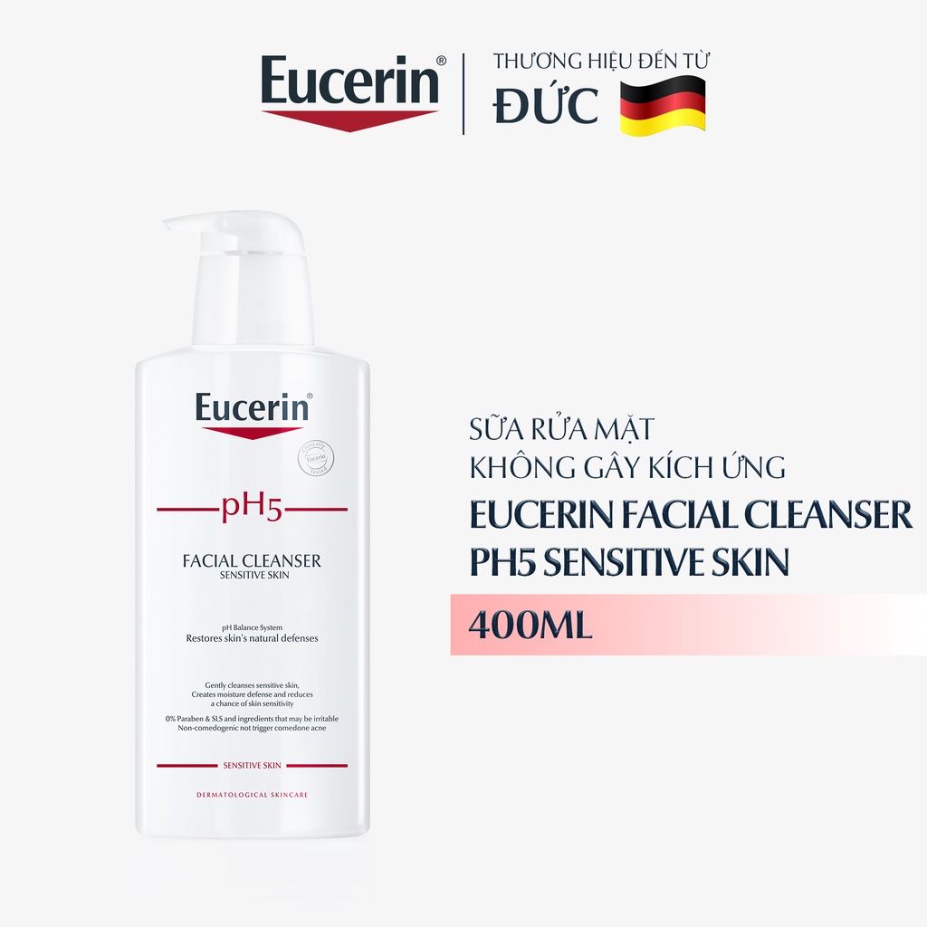 [Tem Chính Hãng]- Sữa Rửa Mặt Eucerin Dịu Nhẹ Cho Da Nhạy Cảm Facial Cleanser PH5 Sensitive Skin