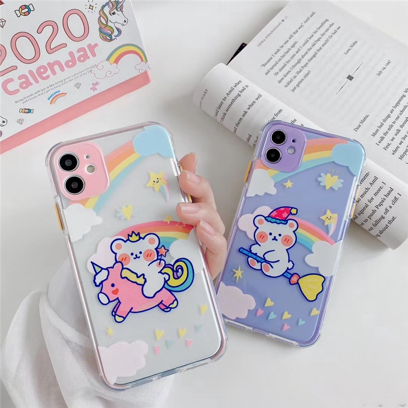 Ốp lưng iphone gấu kỳ lân trong 4 góc 6/6plus/6s/6splus/7/7plus/8/8plus/x/xr/xs/11/12/pro/max/plus/promax - Awifi V3-8 | BigBuy360 - bigbuy360.vn