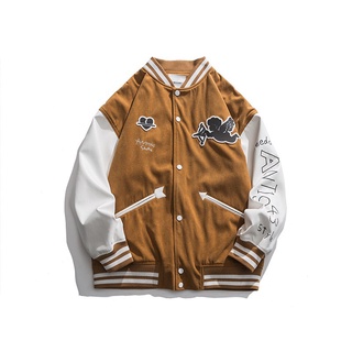 Varsity Jacket CUPID Brown Da Lộn, Form Unisex